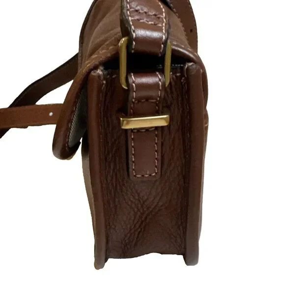Fossil Heritage Mini Flap Crossbody Bag Brown Leather  EUC - Picture 9 of 16